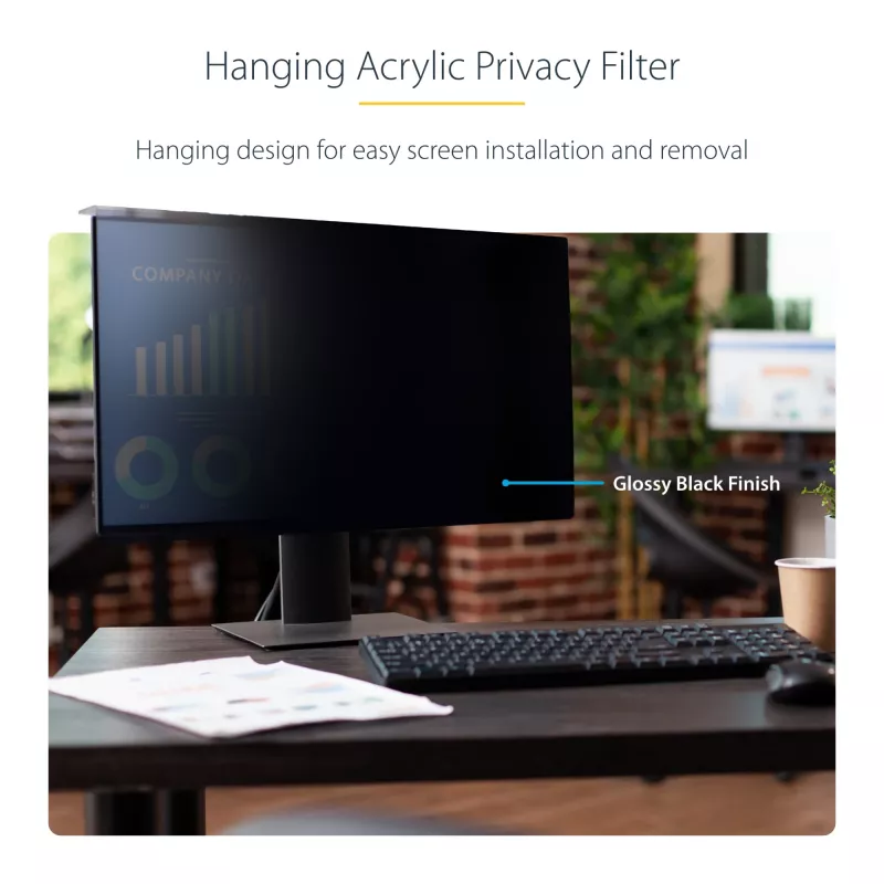 StarTech.com Filtro de privacidad para monitor de ordenador de 24 pulgadas 16:10, filtro acrílico colgante, filtro de privacidad de instalación rápida, protector de pantalla para monitor, ángulo de visión +/- 30°, brillante