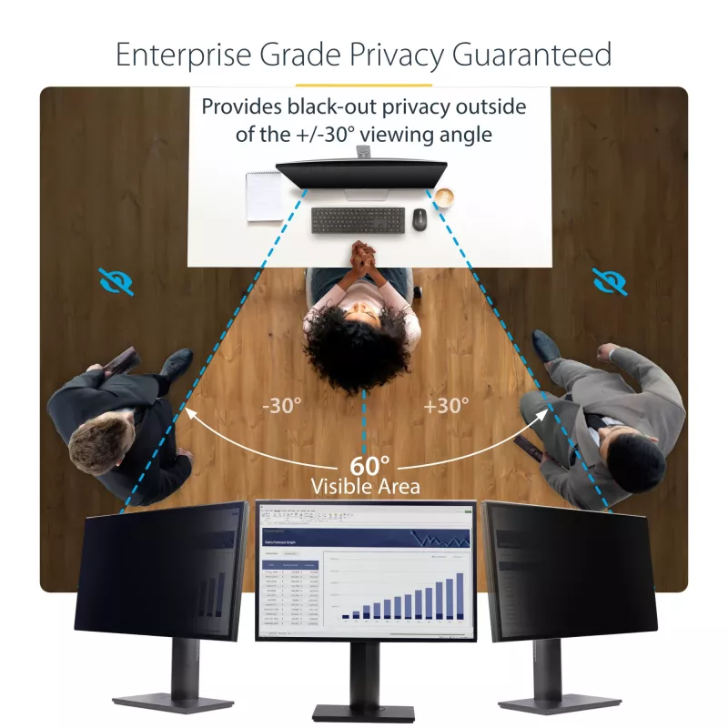 StarTech.com Protector de privacidad para monitor de ordenador de 27 pulgadas 16:9, filtro acrílico colgante, protección de seguridad de instalación rápida, protector de pantalla para monitor, ángulo de visión ±30°, brillante