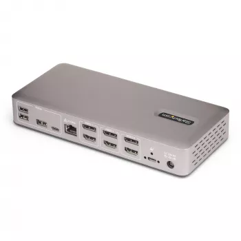 StarTech.com Docking station USB4 para triple monitor, 4K 60Hz HDMI o DisplayPort, carga de portátil de 100W, 2,5GbE, dock USB-C multi-monitor, sin controladores