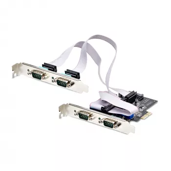 StarTech.com Tarjeta PCIe serie de 4 puertos, tarjeta serie PCI Express de cuatro puertos a RS232/RS422/RS485 (DB9), soporte de perfil bajo incl., UART 16C1050, Windows/Linux, conforme a TAA – Protección ESD nivel 4