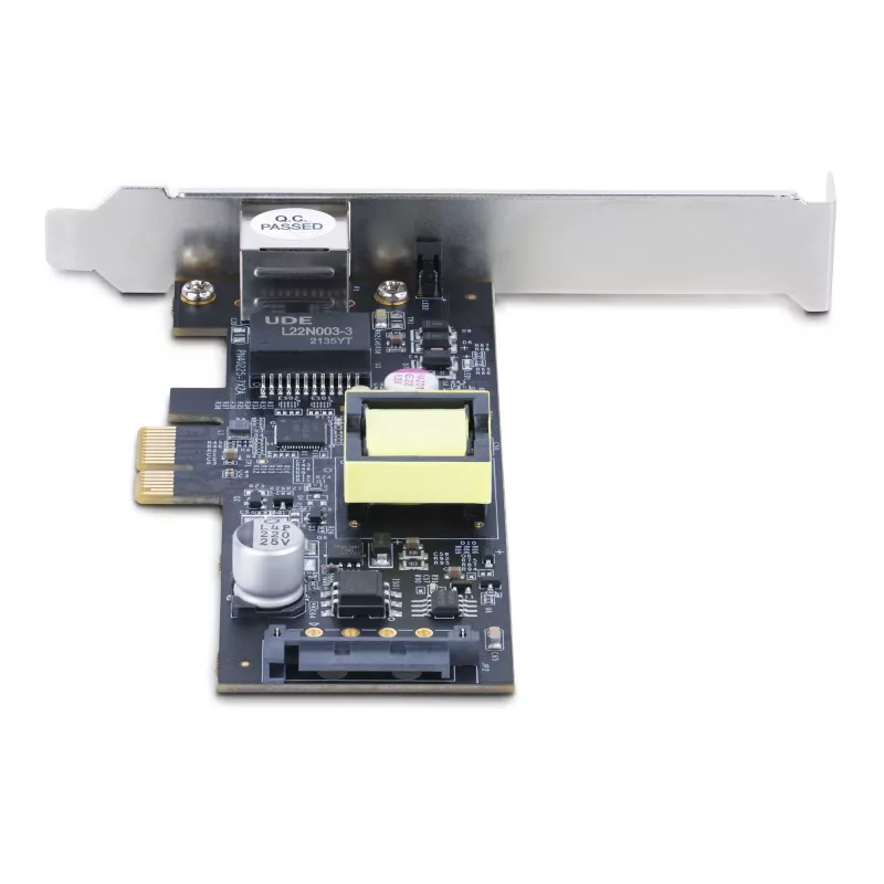 StarTech.com Tarjeta de red PoE NBASE-T de 2.5Gbps de 1 puerto, Intel I225-V, NIC Multi-Gigabit PoE+ 802.3af/at, tarjeta LAN para servidor PCI Express, interfaz Ethernet de sobremesa alimentada por SATA – Compatible con Windows, Linux
