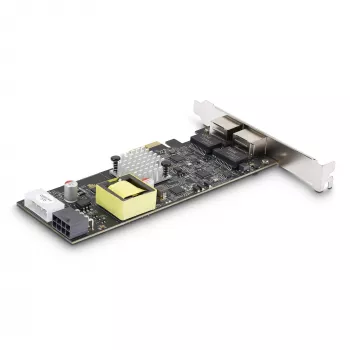 StarTech.com Tarjeta de red PoE NBASE-T de 2.5Gbps de 2 puertos, doble Intel I225-V, NIC Multi-Gigabit PoE+ 802.3af/at, tarjeta LAN para servidor PCI Express, alimentación LP4/PCIe de 8 pines