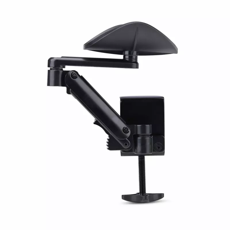 StarTech.com Reposabrazos ajustable para escritorio de oficina, soporte ergonómico para brazo/codo, giro de 360 grados, montaje por pinza/sin taladrar, negro