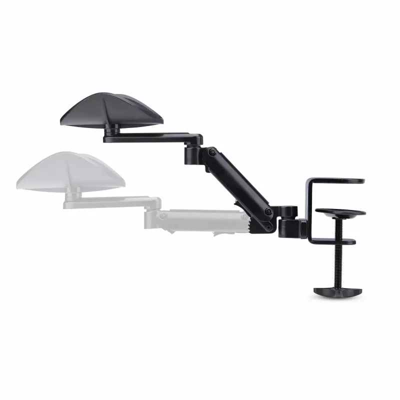 StarTech.com Reposabrazos ajustable para escritorio de oficina, soporte ergonómico para brazo/codo, giro de 360 grados, montaje por pinza/sin taladrar, negro