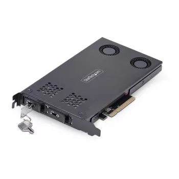 StarTech.com Bahía extraíble M.2 NVMe SSD a PCIe x8 de doble bahía; requiere bifurcación; instalación sin herramientas, backplane PCIe con dos bahías de unidad hot-swap