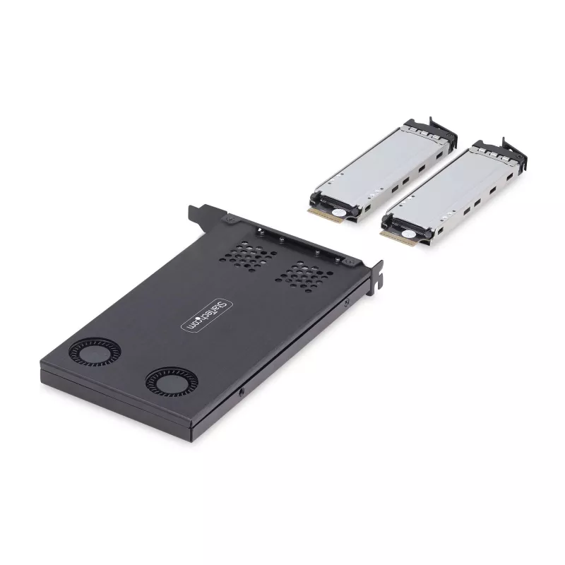 StarTech.com Bahía extraíble M.2 NVMe SSD a PCIe x8 de doble bahía; requiere bifurcación; instalación sin herramientas, backplane PCIe con dos bahías de unidad hot-swap