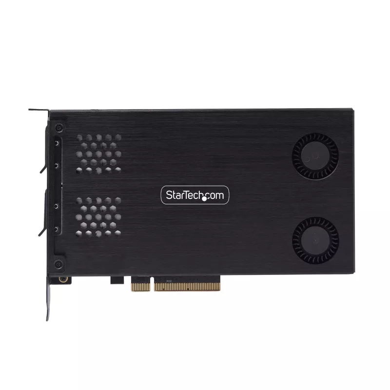 StarTech.com Bahía extraíble M.2 NVMe SSD a PCIe x8 de doble bahía; requiere bifurcación; instalación sin herramientas, backplane PCIe con dos bahías de unidad hot-swap