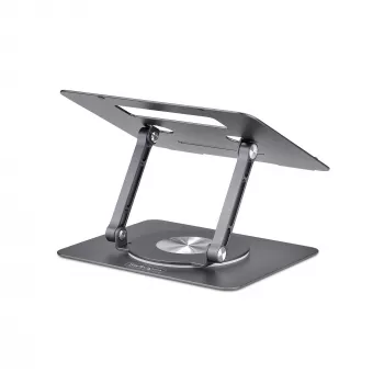 StarTech.com Soporte giratorio para portátil, giratorio 360°, elevador de escritorio ergonómico para ordenador, plataforma elevada con inclinación ajustable, máx. 5 kg, construcción de aluminio, diseño portátil