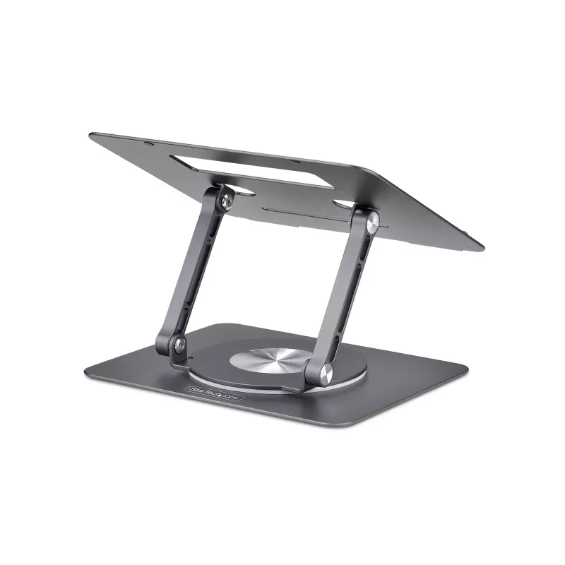 StarTech.com Soporte giratorio para portátil, giratorio 360°, elevador de escritorio ergonómico para ordenador, plataforma elevada con inclinación ajustable, máx. 5 kg, construcción de aluminio, diseño portátil