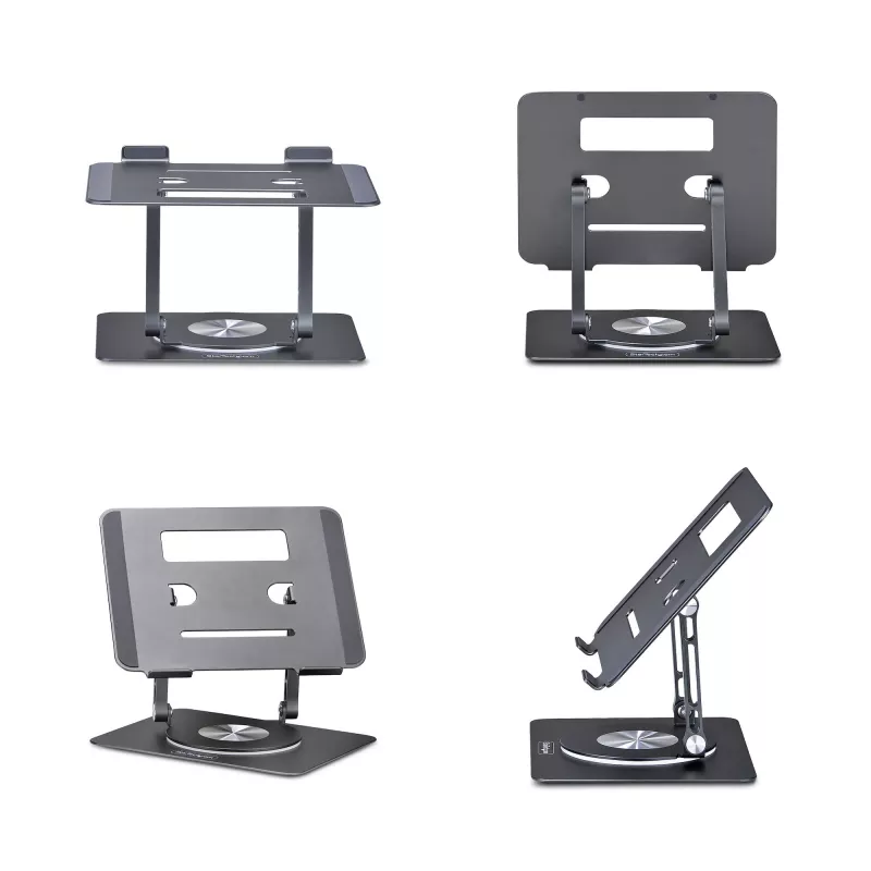 StarTech.com Soporte giratorio para portátil, giratorio 360°, elevador de escritorio ergonómico para ordenador, plataforma elevada con inclinación ajustable, máx. 5 kg, construcción de aluminio, diseño portátil