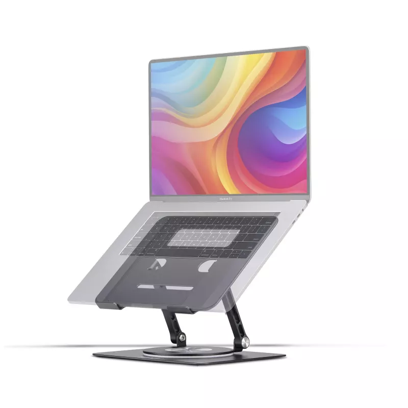 StarTech.com Soporte giratorio para portátil, giratorio 360°, elevador de escritorio ergonómico para ordenador, plataforma elevada con inclinación ajustable, máx. 5 kg, construcción de aluminio, diseño portátil
