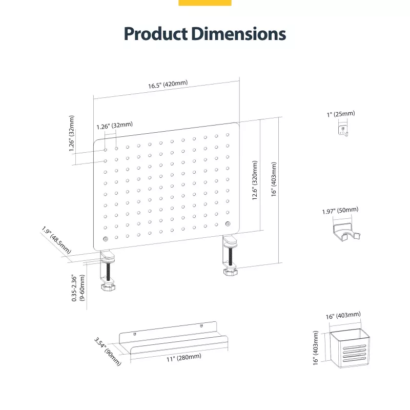 StarTech.com Set organizador de escritorio 1612B-DESK-PEGBOARD 1 ud.