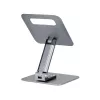 StarTech.com Soporte telescópico para portátil, base giratoria 360°, elevador de ordenador giratorio para escritorio, altura e inclinación ajustables, máx. 5 kg, acabado de aluminio, diseño portátil
