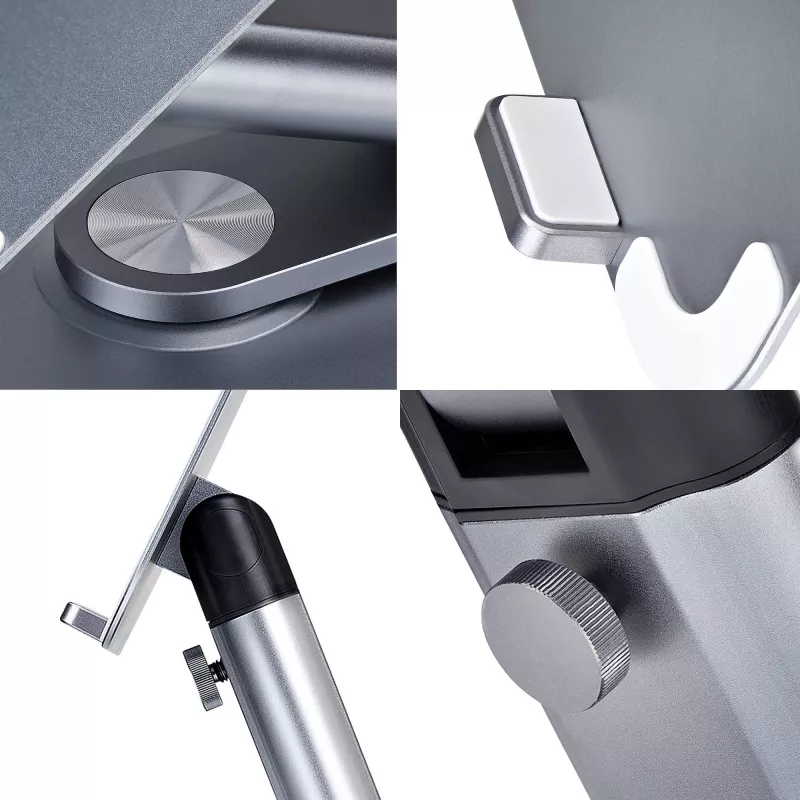 StarTech.com Soporte telescópico para portátil, base giratoria 360°, elevador de ordenador giratorio para escritorio, altura e inclinación ajustables, máx. 5 kg, acabado de aluminio, diseño portátil