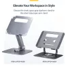 StarTech.com Soporte telescópico para portátil, base giratoria 360°, elevador de ordenador giratorio para escritorio, altura e inclinación ajustables, máx. 5 kg, acabado de aluminio, diseño portátil