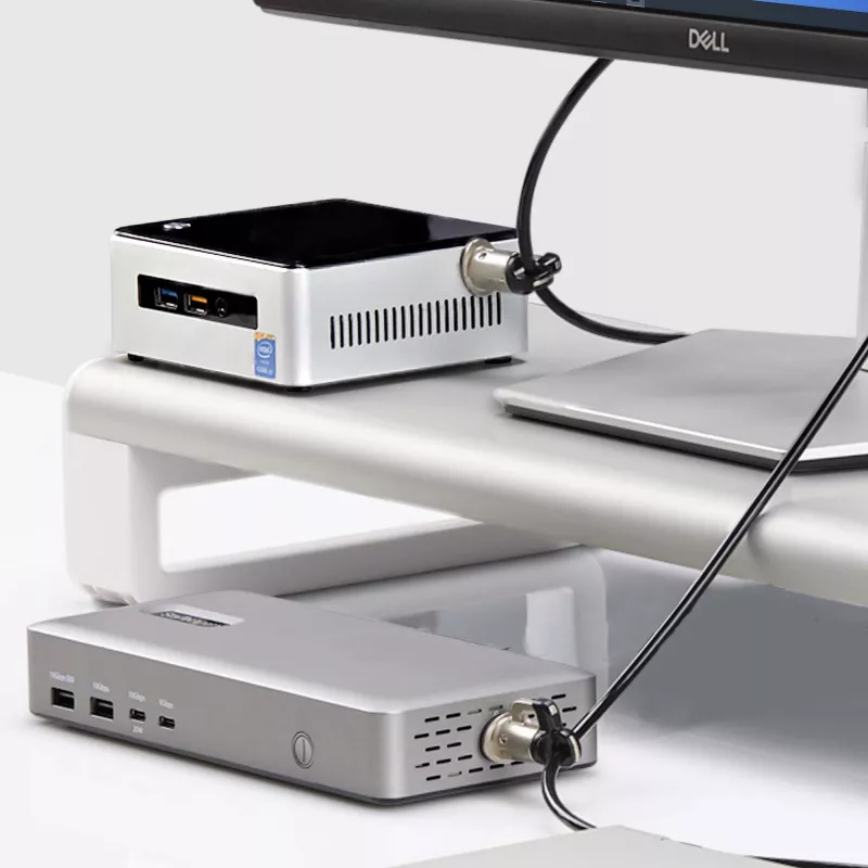 StarTech.com Kit de bloqueo para portátil/sobremesa y periféricos, candado de seguridad antirrobo, ranura K, cable de acero de 9,8 pies (3 m), 3 dispositivos, código de 4 dígitos personalizable – TAA