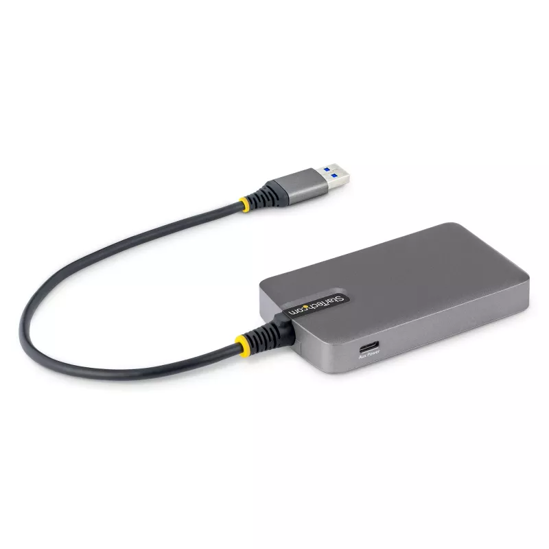 StarTech.com Hub USB-A de 4 puertos, 5 Gbit/s, alimentado por bus, hub USB-A a 4x USB-A con entrada de alimentación auxiliar USB-C, cable host de 30 cm, hub USB portátil para sobremesa/portátil