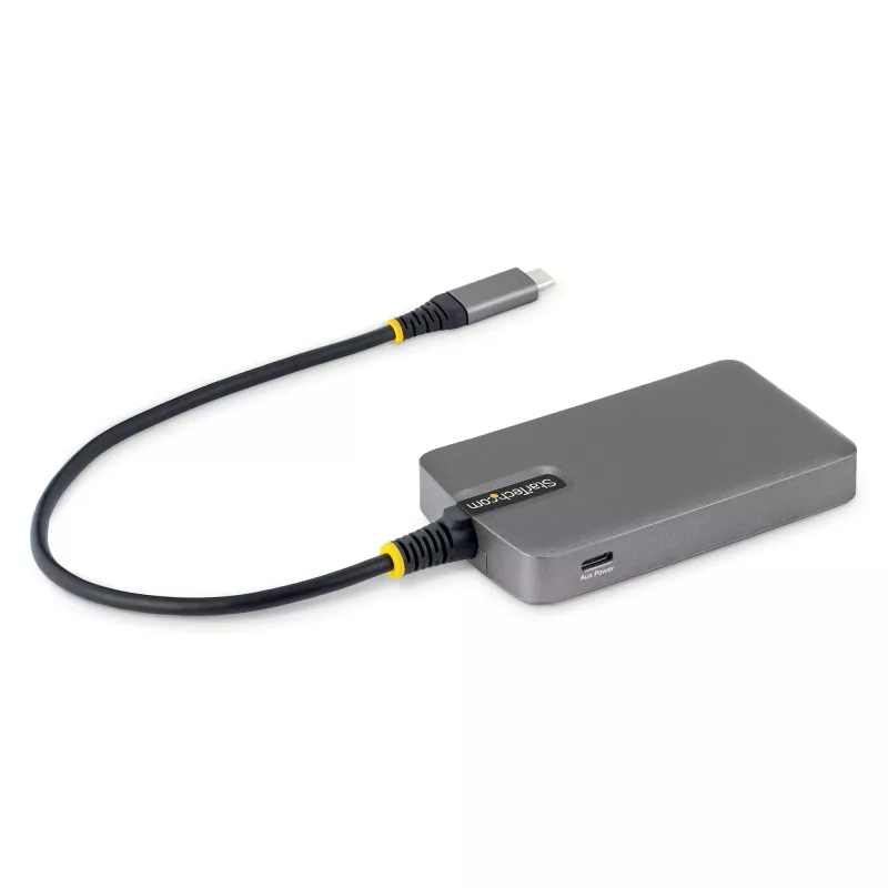 StarTech.com Hub USB-C de 4 puertos, 5 Gbit/s, alimentado por bus, hub USB-C a 4x USB-A con entrada de alimentación auxiliar USB-C, cable host de 1ft/30cm, hub USB portátil para sobremesa/portátil