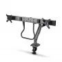StarTech.com Soporte de escritorio brazo doble para monitor con barra transversal, hasta pantallas de 27 pulgadas, VESA 75x75/100x100, máx. 33 lb/15 kg, pinza en C, totalmente articulado, resorte mecánico, TAA