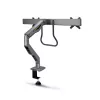 StarTech.com Soporte de escritorio brazo doble para monitor con barra transversal, hasta pantallas de 27 pulgadas, VESA 75x75/100x100, máx. 33 lb/15 kg, pinza en C, totalmente articulado, resorte mecánico, TAA