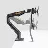StarTech.com Soporte de escritorio brazo doble para monitor con barra transversal, hasta pantallas de 27 pulgadas, VESA 75x75/100x100, máx. 33 lb/15 kg, pinza en C, totalmente articulado, resorte mecánico, TAA