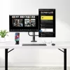 StarTech.com Soporte de escritorio brazo doble para monitor con barra transversal, hasta pantallas de 27 pulgadas, VESA 75x75/100x100, máx. 33 lb/15 kg, pinza en C, totalmente articulado, resorte mecánico, TAA