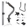 StarTech.com Soporte de escritorio brazo doble para monitor con barra transversal, hasta pantallas de 27 pulgadas, VESA 75x75/100x100, máx. 33 lb/15 kg, pinza en C, totalmente articulado, resorte mecánico, TAA