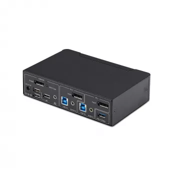 StarTech.com Switch KVM DisplayPort de 2 puertos, 4K 60Hz, DP 1.2, gestión EDID, hub USB 3.0 de 2 puertos, 4x puertos USB HID, conforme a TAA