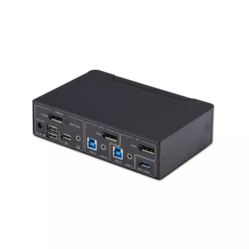 StarTech.com Switch KVM DisplayPort de 2 puertos, 4K 60Hz, DP 1.2, gestión EDID, hub USB 3.0 de 2 puertos, 4x puertos USB HID, conforme a TAA