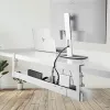 StarTech.com Bandeja de gestión de cables bajo el escritorio, organizador de cables de longitud ajustable, montaje por pinza, sin necesidad de taladrar, soporte para regletas, blanco