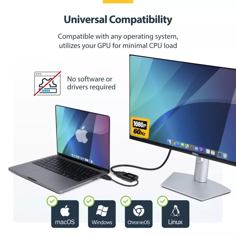 StarTech.com Adaptador HDMI a VGA, convertidor de vídeo activo para portátil/sobremesa, 1920x1080 (1080p), fuente HDMI a monitor VGA/display/proyector