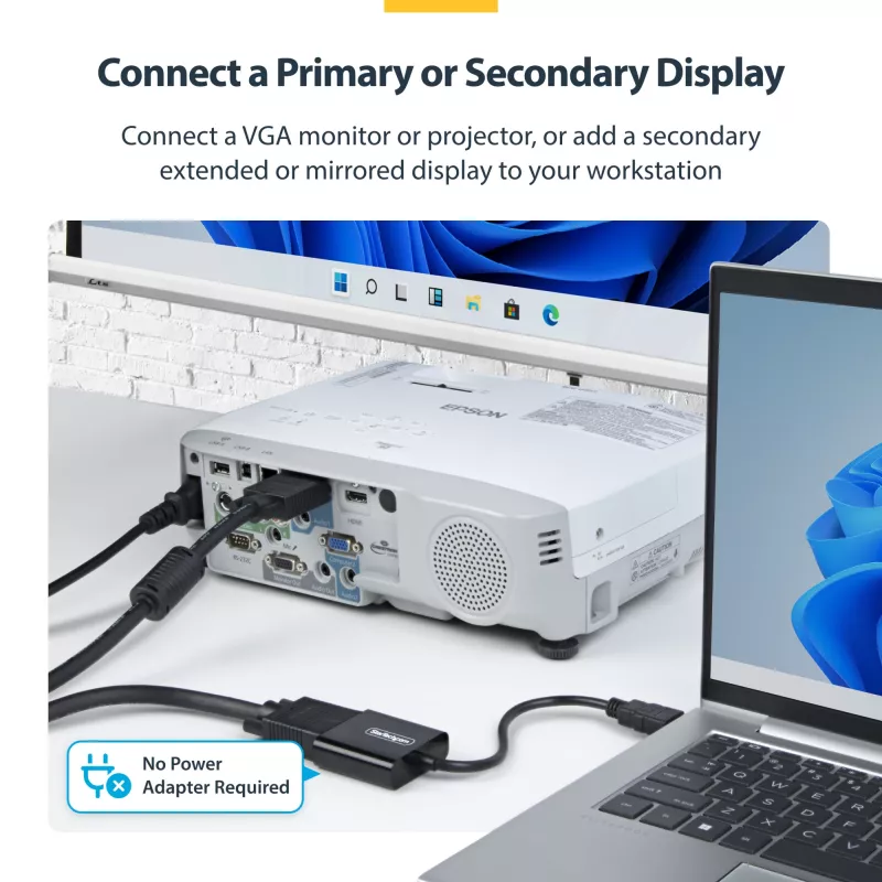 StarTech.com Adaptador HDMI a VGA, convertidor de vídeo activo para portátil/sobremesa, 1920x1080 (1080p), fuente HDMI a monitor VGA/display/proyector