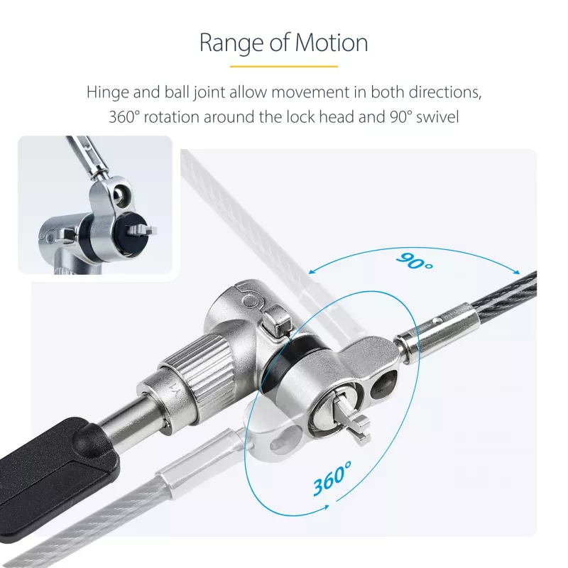 StarTech.com Pack de 25 candados universales para portátil de 2 m, apertura con la misma llave, cable de seguridad, compatible con Noble Wedge®/Nano/K-Slot, cable antirrobo resistente a cortes