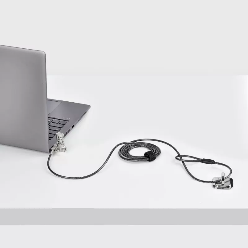 StarTech.com Pack de 25 candados universales para portátil de 2 m, cable de seguridad serializado para portátil, compatible con Noble Wedge®/Nano/K-Slot, cable con cierre de combinación sin llave – TAA