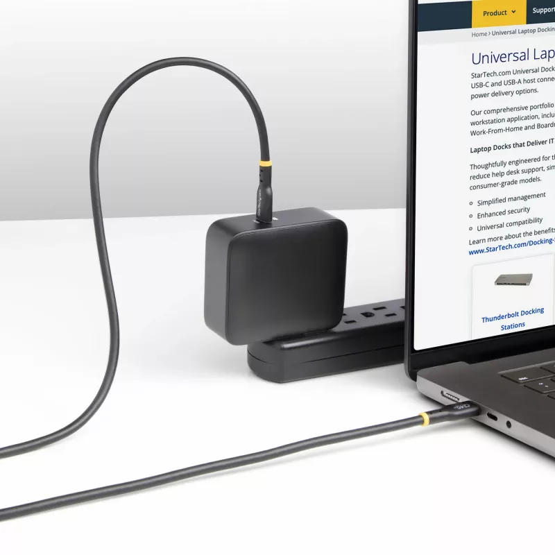 StarTech.com Cable de carga USB-C de 4 m, cable USB-C certificado USB-IF, 240W PD EPR, cable de carga para portátil USB 2.0 Type-C, cable de transferencia de datos USB-C, funda TPE, M/M