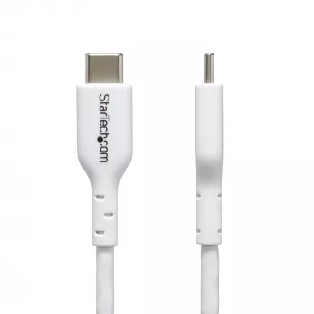 StarTech.com Cable de carga USB-C blanco de 3 m (9.8 ft), cable USB-C, cable de carga para portátil USB 2.0 Type-C, 60W 3A Power Delivery, funda TPE, cable de transferencia de datos USB-C, M/M