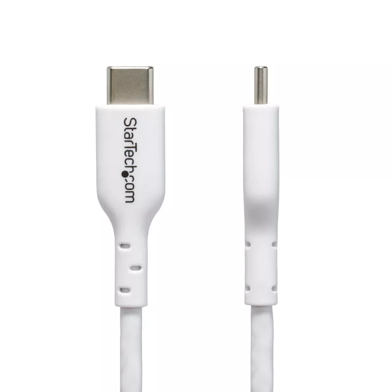 StarTech.com Cable de carga USB-C blanco de 3 m (9.8 ft), cable USB-C, cable de carga para portátil USB 2.0 Type-C, 60W 3A Power Delivery, funda TPE, cable de transferencia de datos USB-C, M/M
