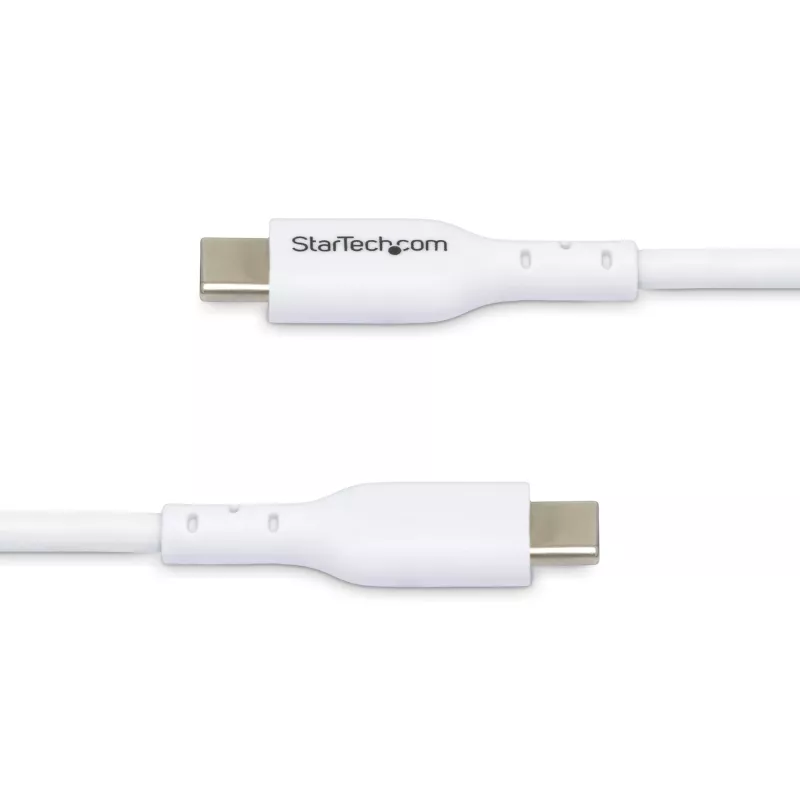 StarTech.com Cable de carga USB-C blanco de 3 m (9.8 ft), cable USB-C, cable de carga para portátil USB 2.0 Type-C, 60W 3A Power Delivery, funda TPE, cable de transferencia de datos USB-C, M/M
