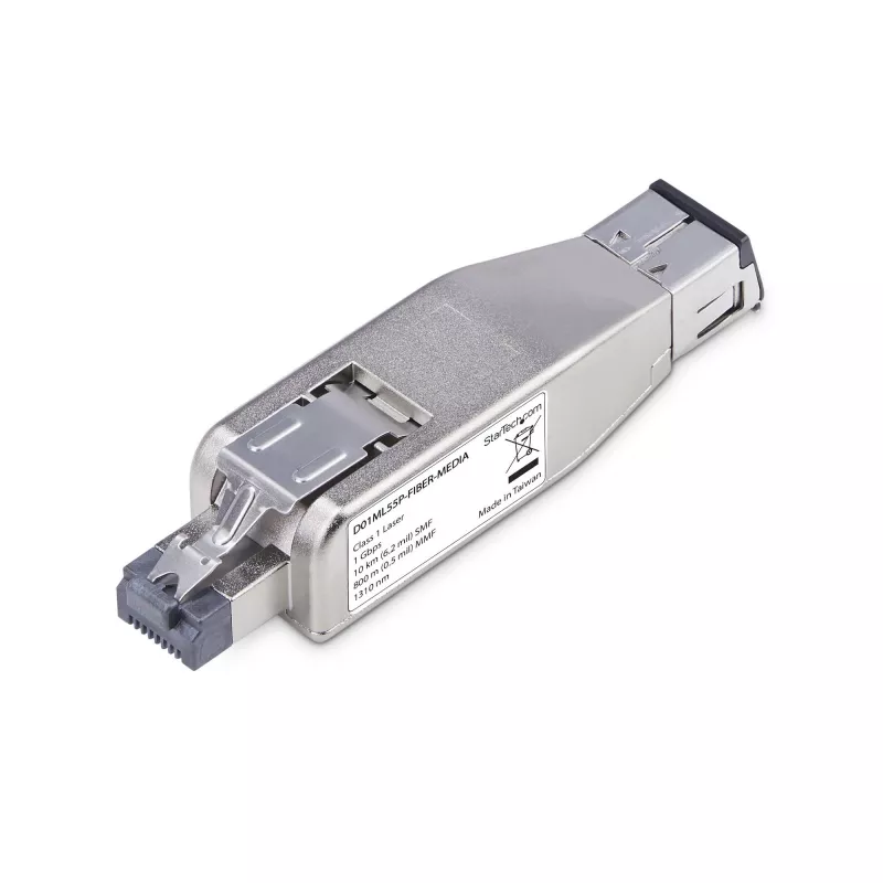 StarTech.com Dongle conversor de medios Gigabit de fibra óptica a Ethernet RJ45, óptico monomodo 10 km/multimodo 800 m, alimentado por PoE, diseño compacto, carcasa de metal, Micro Mini, TAA