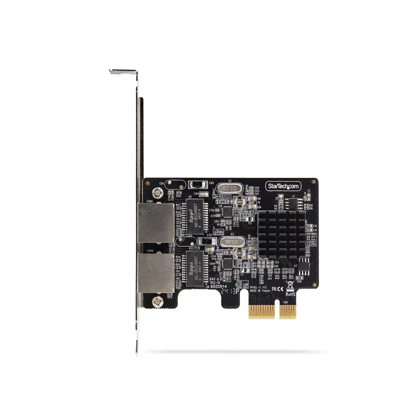StarTech.com Tarjeta de red Gigabit PCIe de 2 puertos, NIC PCI Express 10/100/1000Mbit/s, doble Realtek RTL8111H, compatible con Windows y Linux, conforme a TAA