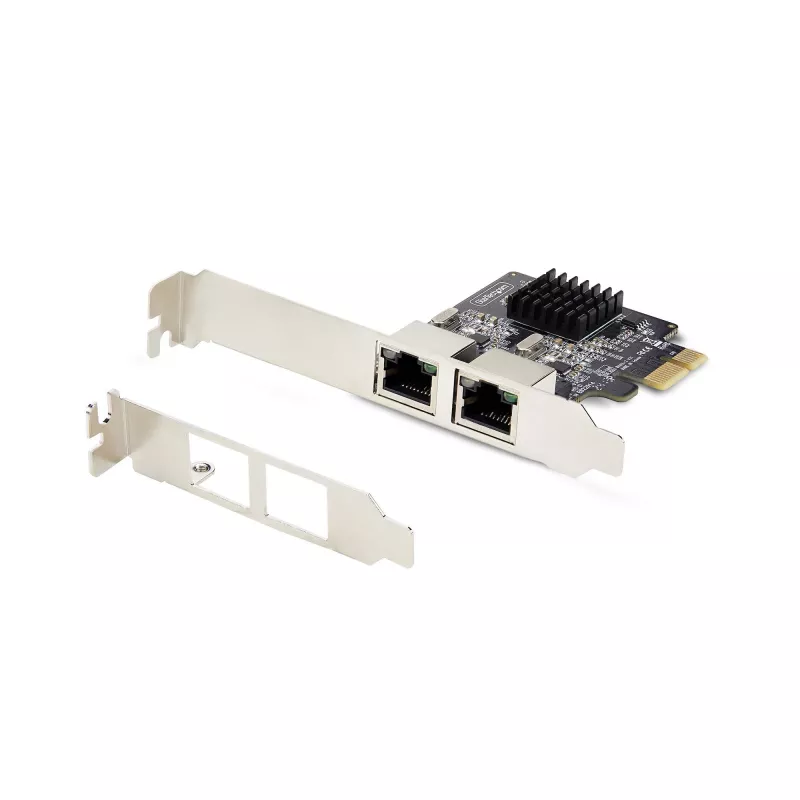 StarTech.com Tarjeta de red Gigabit PCIe de 2 puertos, NIC PCI Express 10/100/1000Mbit/s, doble Realtek RTL8111H, compatible con Windows y Linux, conforme a TAA
