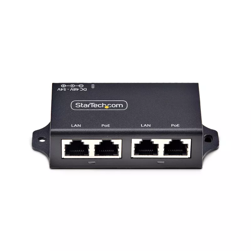 StarTech.com Inyector PoE+ Midspan Gigabit de 2 puertos, 10/100/1000 Mbit/s, PoE+ (802.3af/at), 30W, Ethernet 1 Gbit/s, montaje en pared, Power over Ethernet inline no gestionado