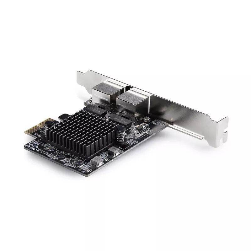 StarTech.com Tarjeta adaptadora de red Gigabit PCIe 5G de 2 puertos, tarjeta LAN PCI Express 5G/2.5G/1G/100M/10M, Realtek RTL8126, Windows y Linux, conforme a TAA