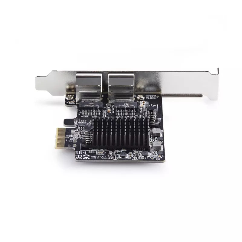 StarTech.com Tarjeta adaptadora de red Gigabit PCIe 5G de 2 puertos, tarjeta LAN PCI Express 5G/2.5G/1G/100M/10M, Realtek RTL8126, Windows y Linux, conforme a TAA