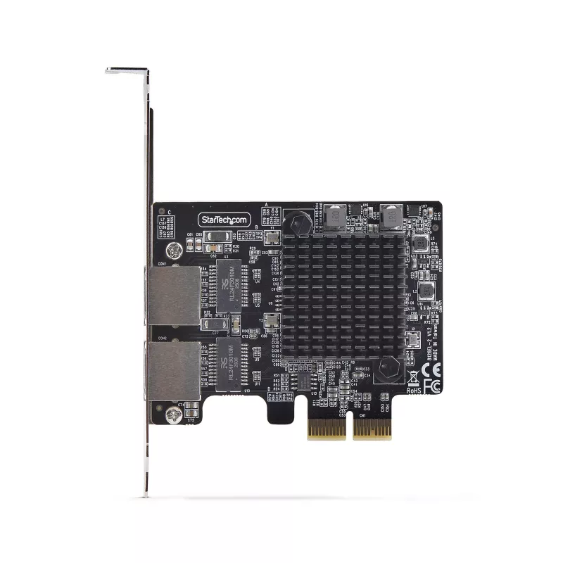 StarTech.com Tarjeta adaptadora de red Gigabit PCIe 5G de 2 puertos, tarjeta LAN PCI Express 5G/2.5G/1G/100M/10M, Realtek RTL8126, Windows y Linux, conforme a TAA