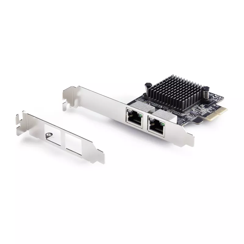 StarTech.com Tarjeta adaptadora de red Gigabit PCIe 5G de 2 puertos, tarjeta LAN PCI Express 5G/2.5G/1G/100M/10M, Realtek RTL8126, Windows y Linux, conforme a TAA