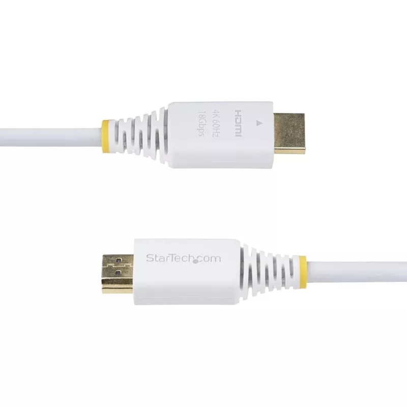 StarTech.com Cable HDMI High Speed Premium Certified de 10ft (3 m), 4K 60Hz/1440p 144Hz, HDR10/HDCP 2.2/ARC, 18Gbps, Cable HDMI 2.0 UHD para TV/Monitor/Pantalla, Funda TPE, Blanco