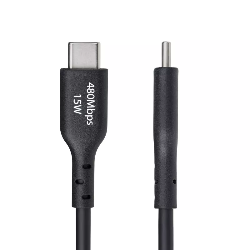 StarTech.com Cable de carga USB-A a USB-C de 2 m, carga y sincronización, 3A, USB 2.0, funda de TPE - cable de carga USB negro