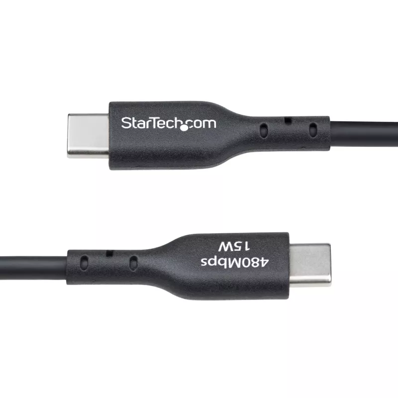 StarTech.com Cable de carga USB-A a USB-C de 2 m, carga y sincronización, 3A, USB 2.0, funda de TPE - cable de carga USB negro