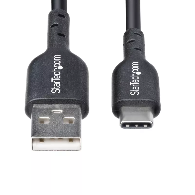 StarTech.com Cable de carga USB-A a USB-C de 2 m, carga y sincronización, 3A, USB 2.0, funda de TPE - cable de carga USB negro